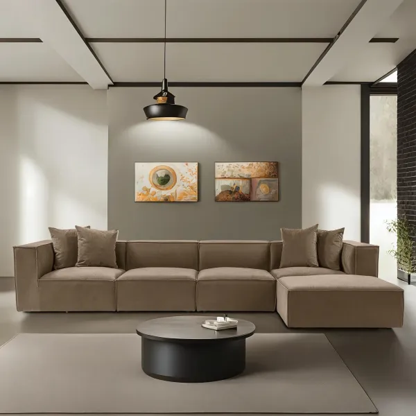 Hanah Home Rohová sedací souprava Sora 430 cm hnědá pravá