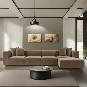 Hanah Home Rohová sedací souprava Sora 430 cm hnědá pravá