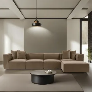Hanah Home Rohová sedací souprava Sora 430 cm hnědá pravá