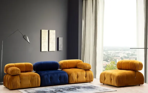 Hanah Home Modul pohovky Bubble samet modrý středový
