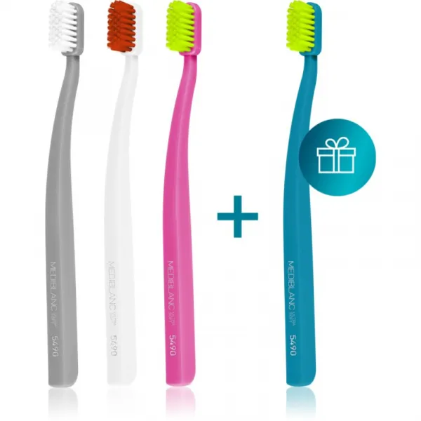 MEDIBLANC 5490 Ultra Soft zubné kefky ultra soft Grey, White, Pink, Blue 4 ks