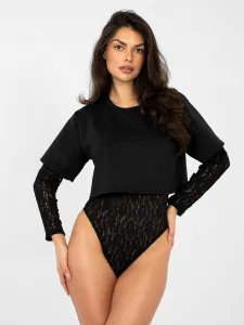 Čierne body s čipkovanými rukávmi