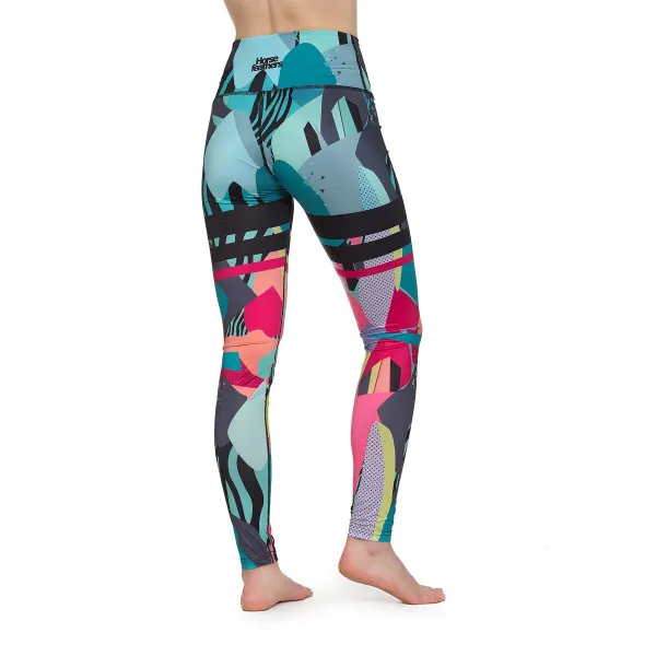 HORSEFEATHERS Dámske legíny Claris - abstract BLUE velikost XL