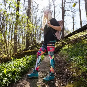 HORSEFEATHERS Dámske legíny Claris - abstract BLUE velikost XL