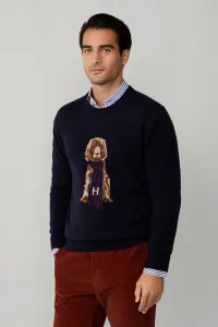 Sveter Hackett London Harry Knit Crew Midnight Blue