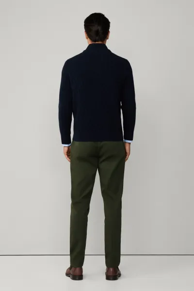 Sveter Hackett London Lambswool Cable Hzip Midnight Blue
