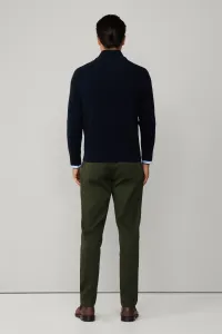Sveter Hackett London Lambswool Cable Hzip Midnight Blue