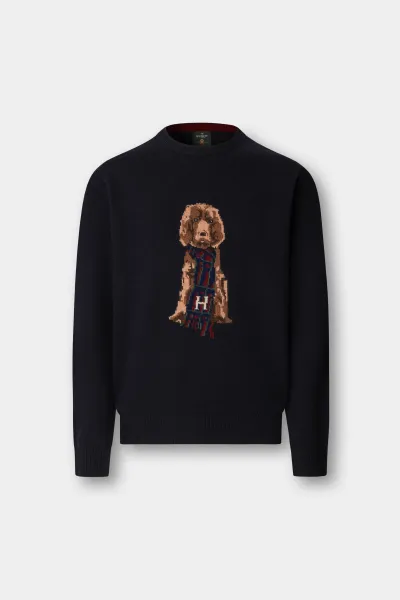 Sveter Hackett London Harry Knit Crew Midnight Blue