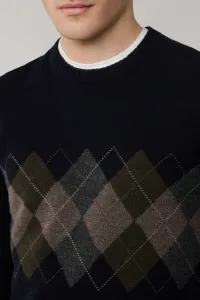 Sveter Hackett London Argyle Crew Neck Navy