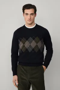 Sveter Hackett London Argyle Crew Neck Navy