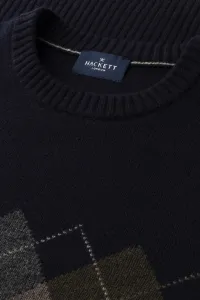 Sveter Hackett London Argyle Crew Neck Navy