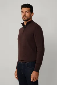 Sveter Hackett London Lambswool Hzip Dark Brown
