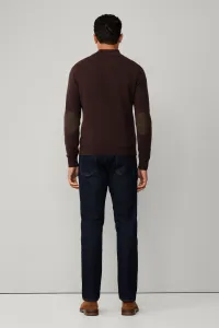 Sveter Hackett London Lambswool Hzip Dark Brown