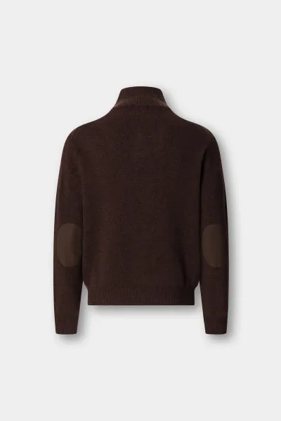 Sveter Hackett London Lambswool Hzip Dark Brown
