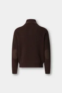 Sveter Hackett London Lambswool Hzip Dark Brown