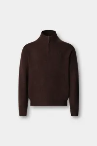 Sveter Hackett London Lambswool Hzip Dark Brown