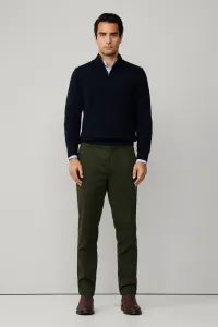 Sveter Hackett London Lambswool Cable Hzip Midnight Blue