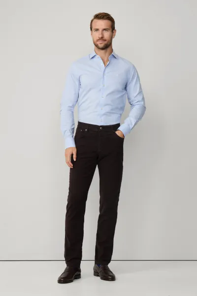 Džínsy Hackett London Moleskin 5Pkt Dark Brown