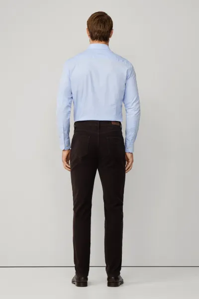 Džínsy Hackett London Moleskin 5Pkt Dark Brown