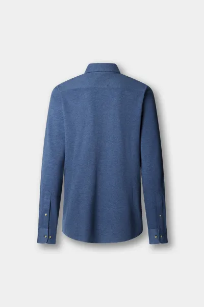 Košeľa Hackett London Melange Jersey Pique Eton Blue