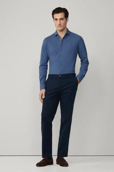 Košeľa Hackett London Melange Jersey Pique Eton Blue