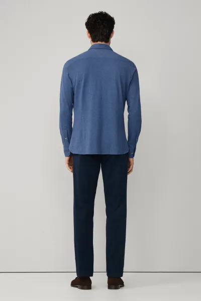 Košeľa Hackett London Melange Jersey Pique Eton Blue