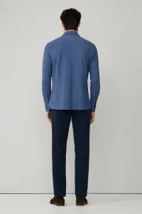 Košeľa Hackett London Melange Jersey Pique Eton Blue