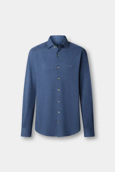 Košeľa Hackett London Melange Jersey Pique Eton Blue