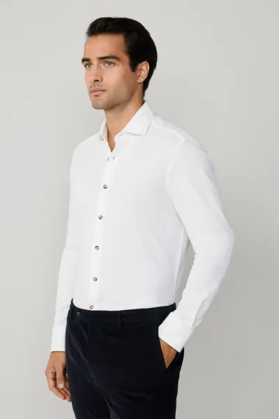 Košeľa Hackett London Melange Jersey Pique Optic White
