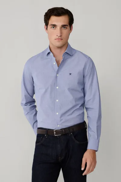 Košeľa Hackett London Mini Puppytooth Midnight Blue