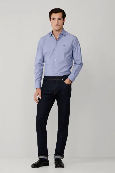 Košeľa Hackett London Mini Puppytooth Midnight Blue