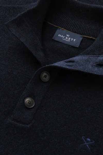 Sveter Hackett London Hbone Trim Hbutton Midnight Blue