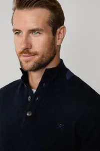 Sveter Hackett London Hbone Trim Hbutton Midnight Blue