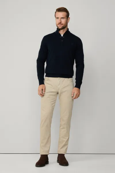 Sveter Hackett London Hbone Trim Hbutton Midnight Blue