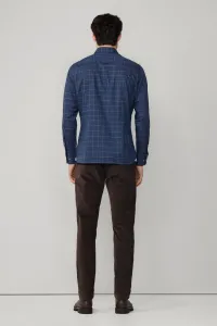 Košeľa Hackett London Flannel Windowpane Eton Blue