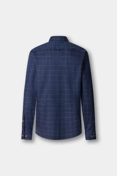 Košeľa Hackett London Flannel Windowpane Eton Blue