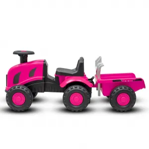 Dětské odrážedlo traktor s vlečkou a náradim Baby Mix Benny ružový
