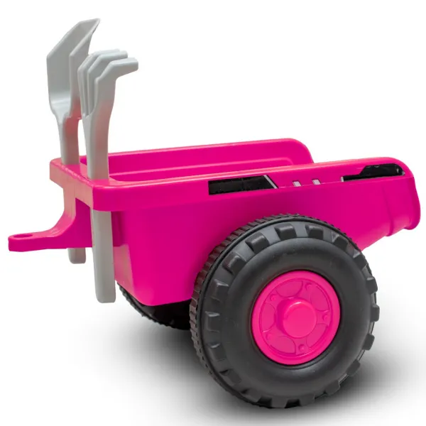 Dětské odrážedlo traktor s vlečkou a náradim Baby Mix Benny ružový
