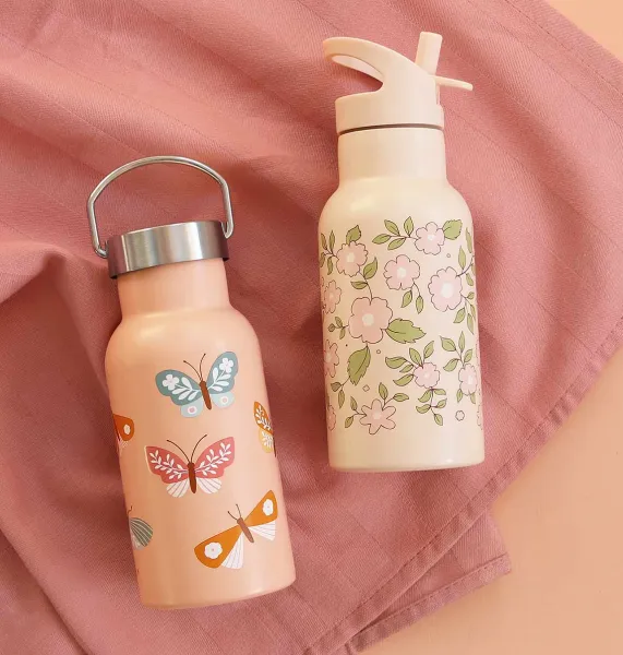 A Little Lovely Company - antikorová fľaša na pitie, 350 ml - motýliky