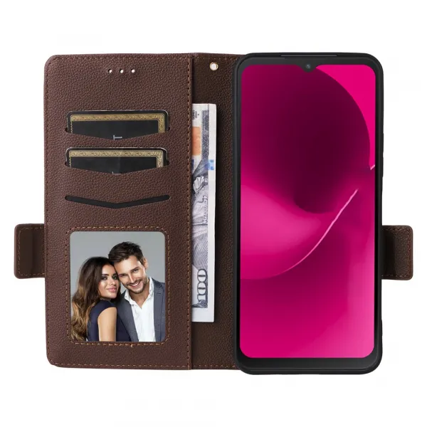 PRIME Zaklápacie puzdro pre T Phone 3 hnedé