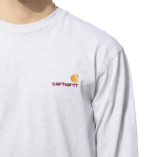 Carhartt WIP L/S American Script Tee "Ash Heather" (I029955-482XX)