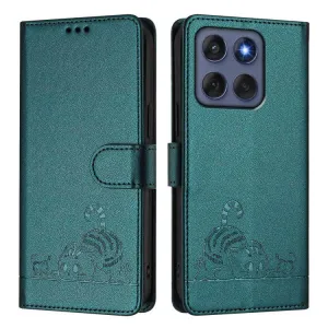ART CAT Peňaženkový obal s remienkom pre Motorola Edge 60 / Edge 60 Fusion tmavozelený