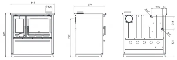 Plamen 850 Termo Glas ľavý - teplovodný sporák