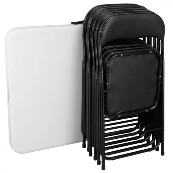 Rozkladací set FETA biely 180 cm + 6 stoličiek BASICO
