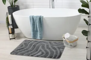 Kúpeľňový koberček SUPREME WAVES vlny, sivý