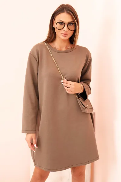 Legínovo Dámske viskózové šaty Plus Size s kabelkou na reťazi béžové Farba: Červená, Veľkosť: UNI