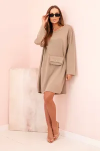 Legínovo Dámske viskózové šaty Plus Size s kabelkou na reťazi béžové Farba: Červená, Veľkosť: UNI
