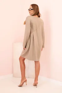 Legínovo Dámske viskózové šaty Plus Size s kabelkou na reťazi béžové Farba: Červená, Veľkosť: UNI
