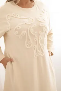 Legínovo Dámske plus size šaty s výšivkou bavlnené béžové Farba: Ružová, Veľkosť: UNI