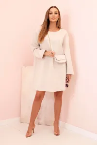 Legínovo Dámske viskózové šaty Plus Size s kabelkou na reťazi béžové Farba: Červená, Veľkosť: UNI